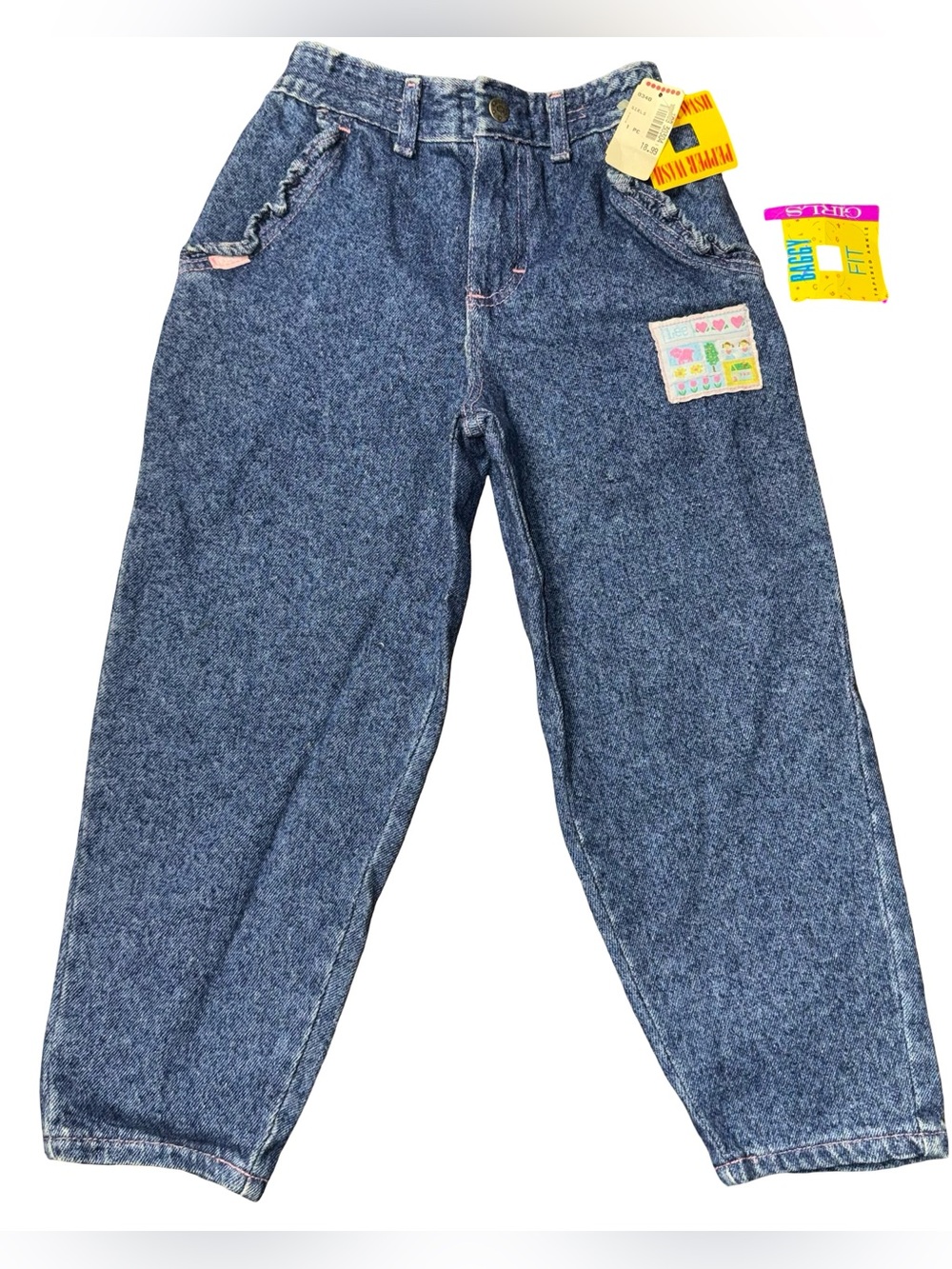 Vtg 80s 90s Lee Girls Baggy Fit Jeans Sz 6 NWT Deadstock Pepper Wash Tapered